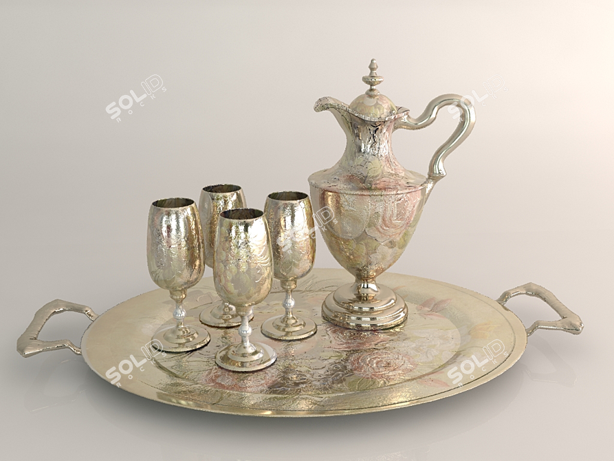 Elegant Glassware Set 3D model image 1