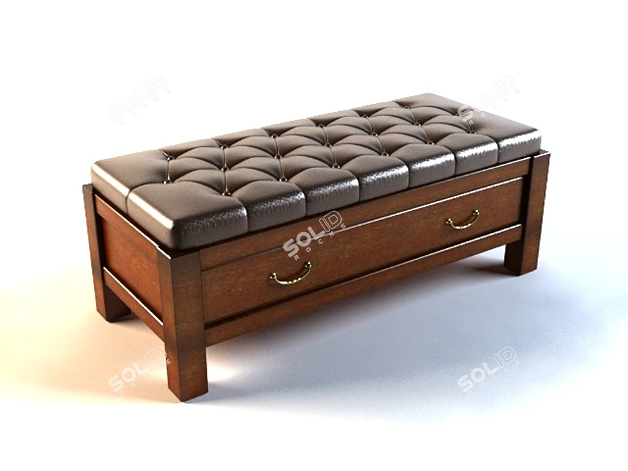 Elegant Leather Ottoman with Drawer 3D model image 1