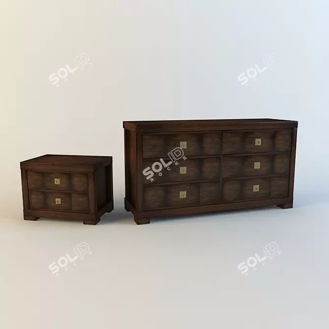 Red Apple Bedside Table & Chest 3D model image 1