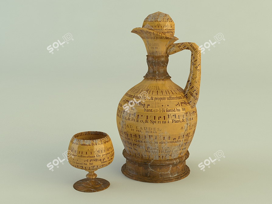 Ceramic Pitcher & Glass Set 3D model image 1