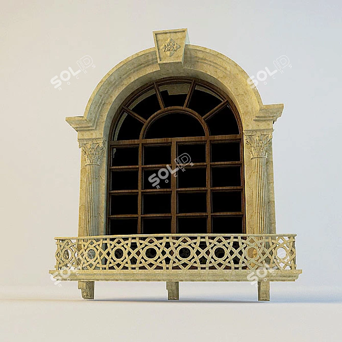 Elegant 3D Classic Window 3D model image 1