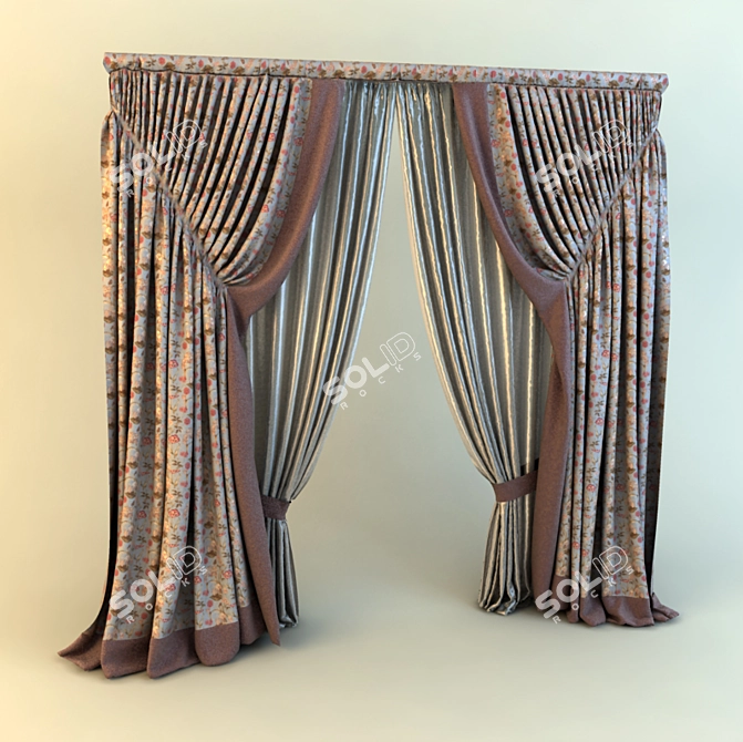 Classic Style Curtains 3D model image 1