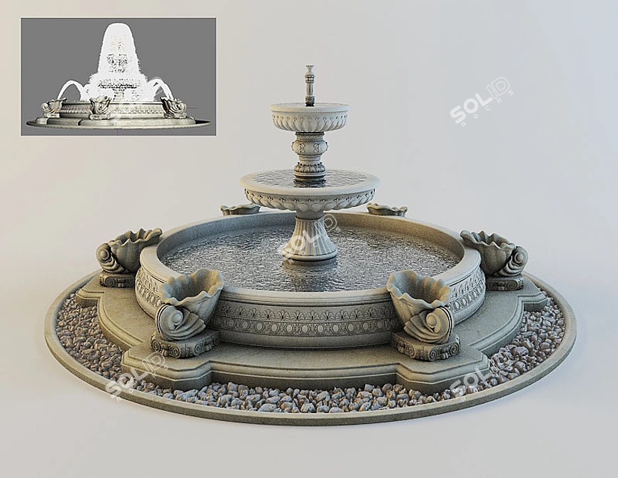 Elegant Water Feature Sculpture 3D model image 1