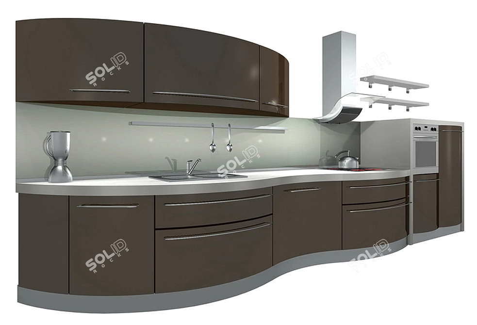 Modern Kitchen Set 3D model image 1
