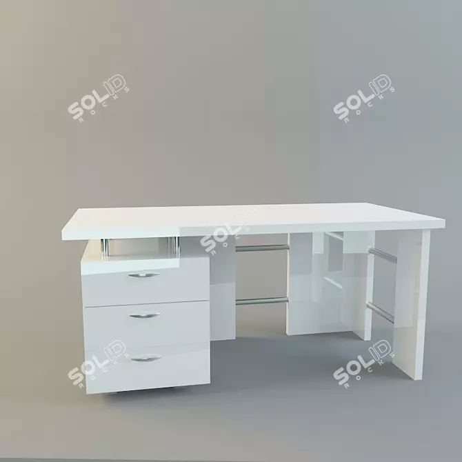 Glossy White Girls' Table 3D model image 1