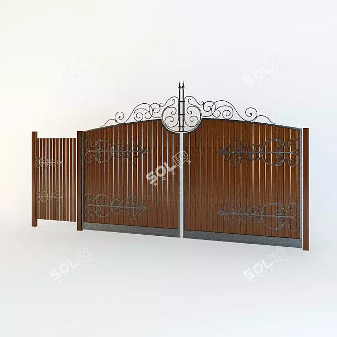 Classic Wrought Iron Gates 3D model image 1