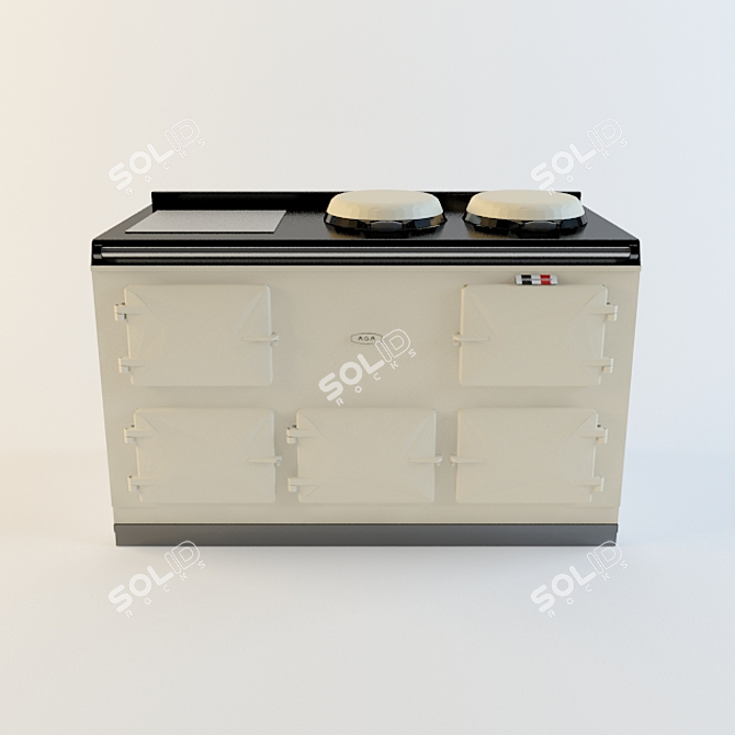 AGA Cooker with 4 Ovens 3D model image 1