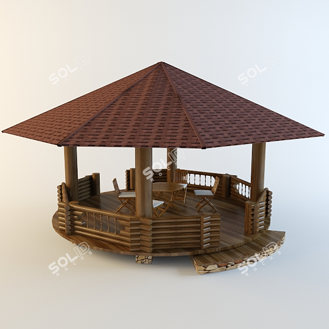 Elegant Textured Gazebo 3D model image 1