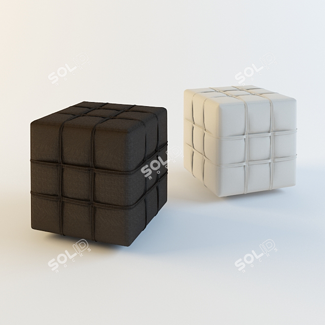 Leather Chocolate and White Pufiki 3D model image 1