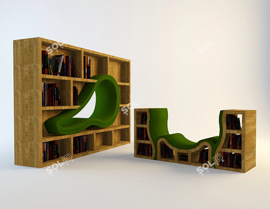 Cozy Bookshelf Seating: Stylish Storage Solution 3D model image 1