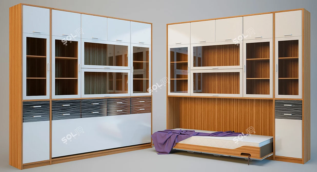 Wall Unit Lift Bed 3D model image 1