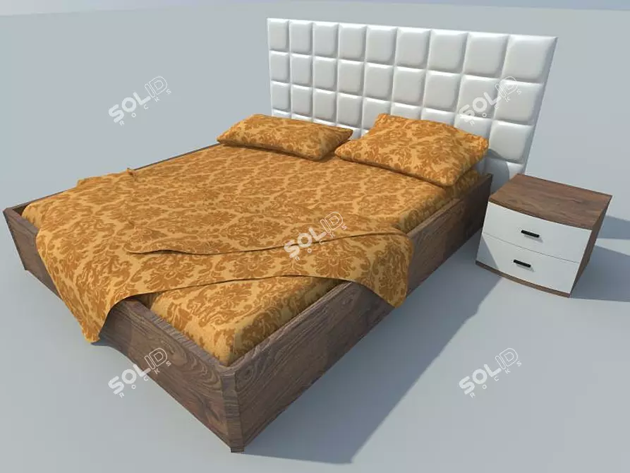 "Scale" Bed + Bedside Table Combo 3D model image 1