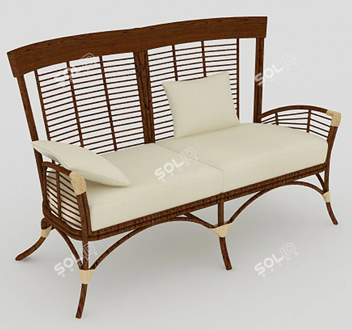 Rattan 2-Seater Sofa 3D model image 1