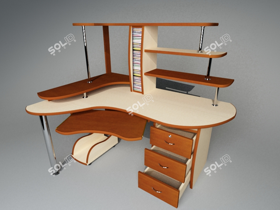 Spacious Corner Computer Desk 3D model image 1