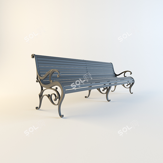 Russian Oak Wooden Bench 3D model image 1