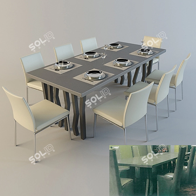 Customized Table with Matching Chairs 3D model image 1