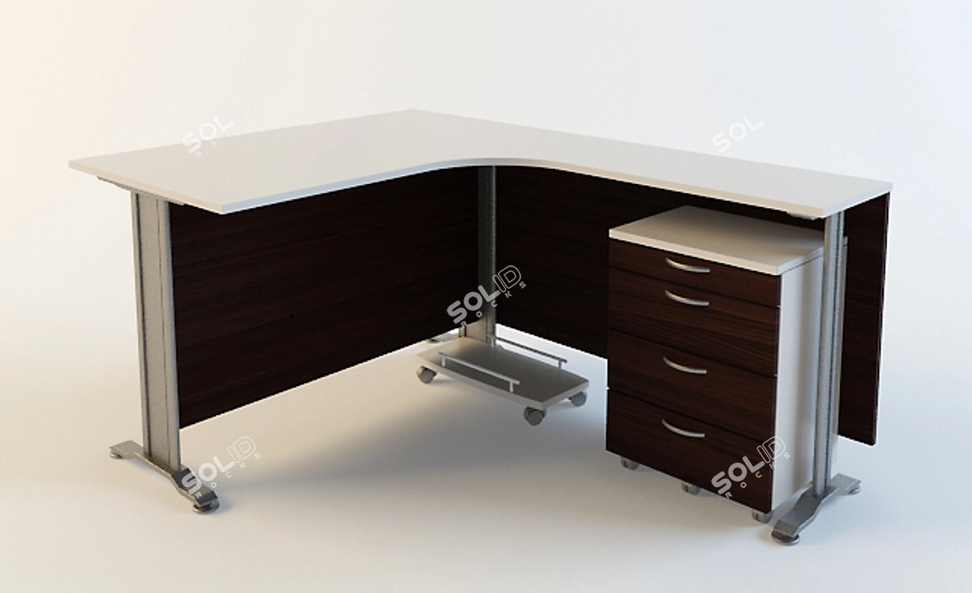 Description: Офисный компьютерный стол (Office computer table)
Translated Description: Office computer table

Sleek Office Computer 3D model image 1