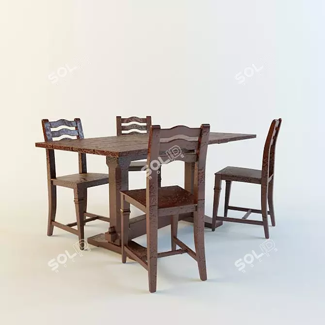 Rustic Charm Furniture Set 3D model image 1