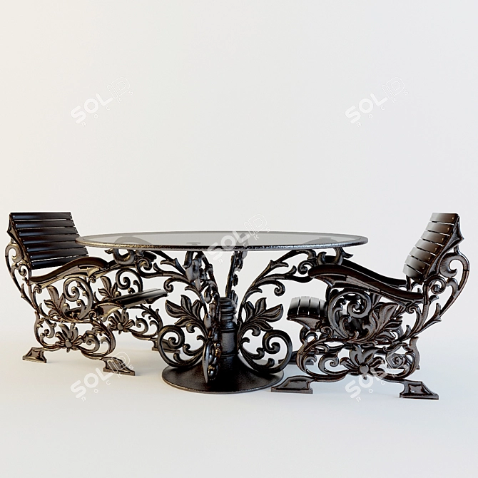 Elegant Dining Set: Table + Chair 3D model image 1