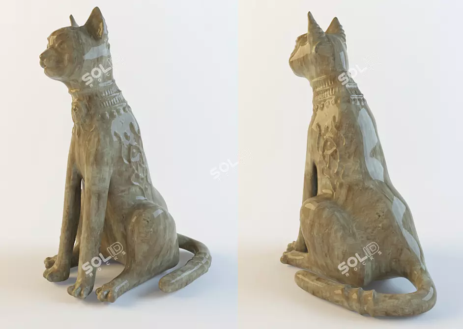 Playful Feline Figurine 3D model image 1