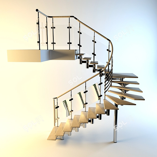 Chain-link Ladder: Adjustable, Sturdy 3D model image 1