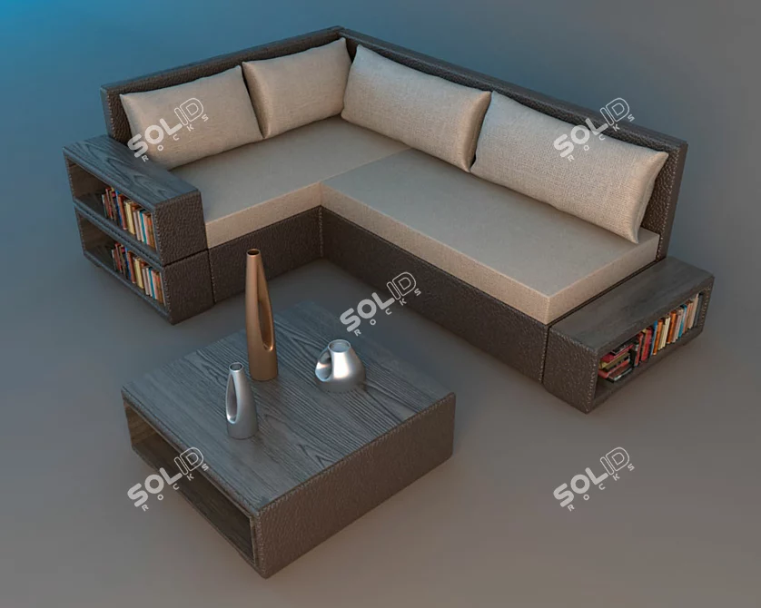 Versatile Sofa with Coffee Table 3D model image 1
