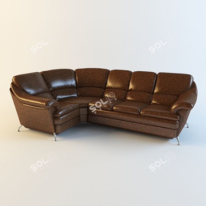 Sleek Bone Corner Sofa 3D model image 1