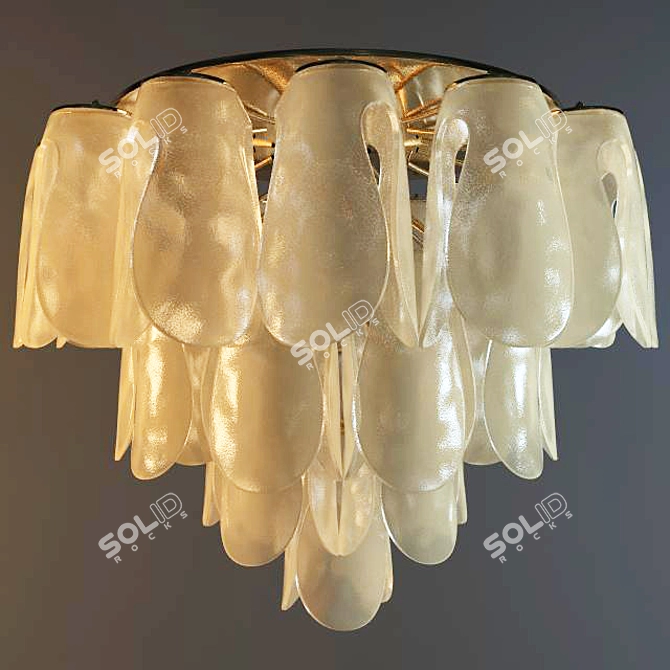 Golden Petal Murano Glass Pendant 3D model image 1