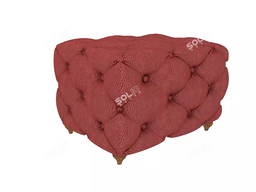 Red Tufted Ottoman 3D model image 1