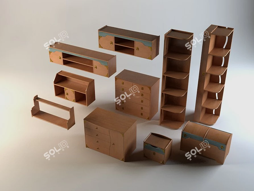 Captain Kids Furniture: Chests & Shelves 3D model image 1