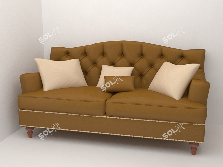 Elegant Tufted Sofa 3D model image 1