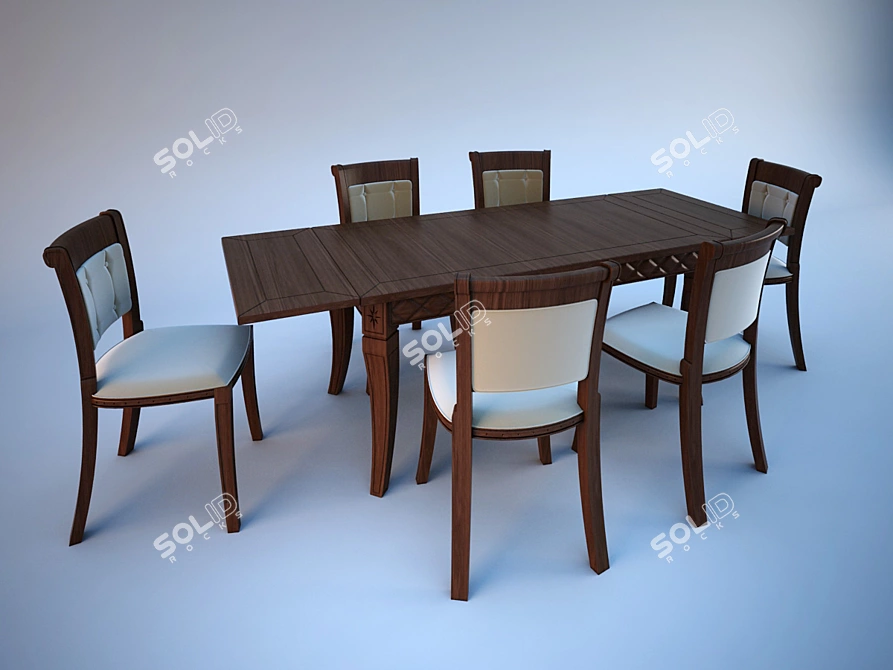 Modern Dining Set with Textured Chair and Table 3D model image 1