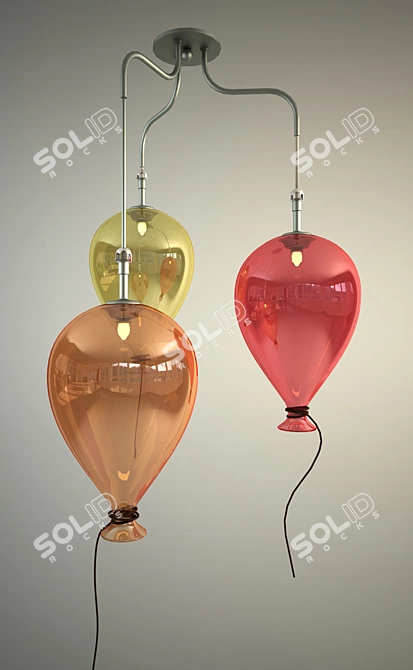 Elegant Murano Glass Chandelier 3D model image 1