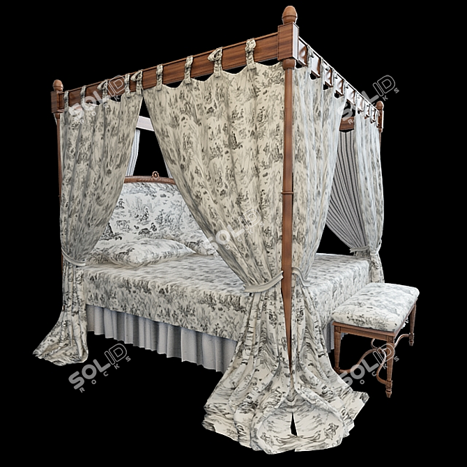 Elegant Canopy Bed 3D model image 1