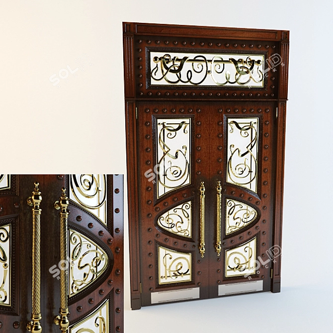 Grand Premier Entrance Door: Artistic Forge, Salice Paolo Handles 3D model image 1