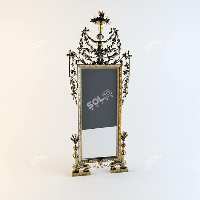 Vintage Antique Mirror 3D model image 1