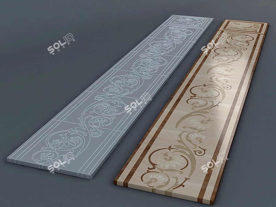 Artistic Parquet Border 3D model image 1