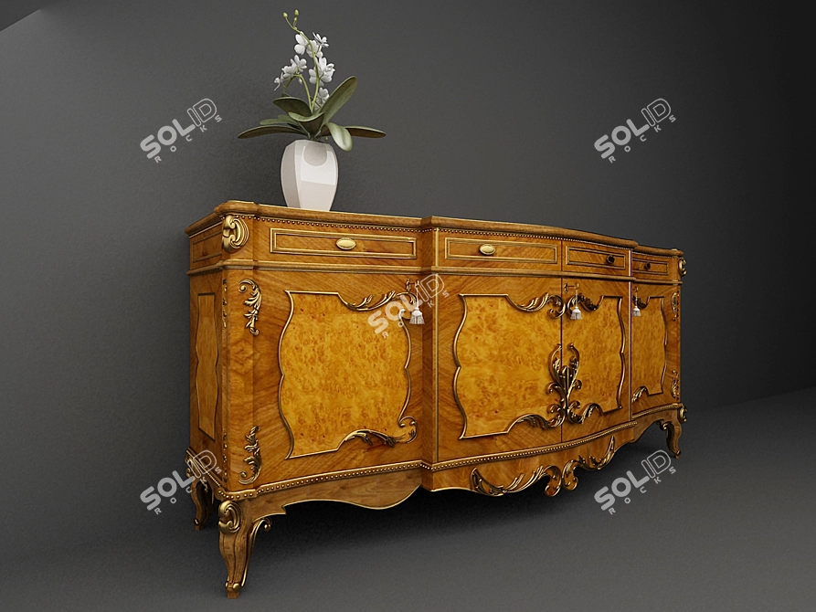 Italian Bedroom Dresser with Textures 3D model image 1