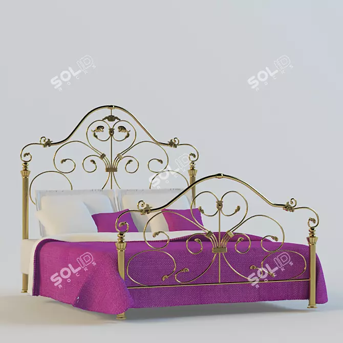 Elegant Iron Bed: Lamp2 3D model image 1