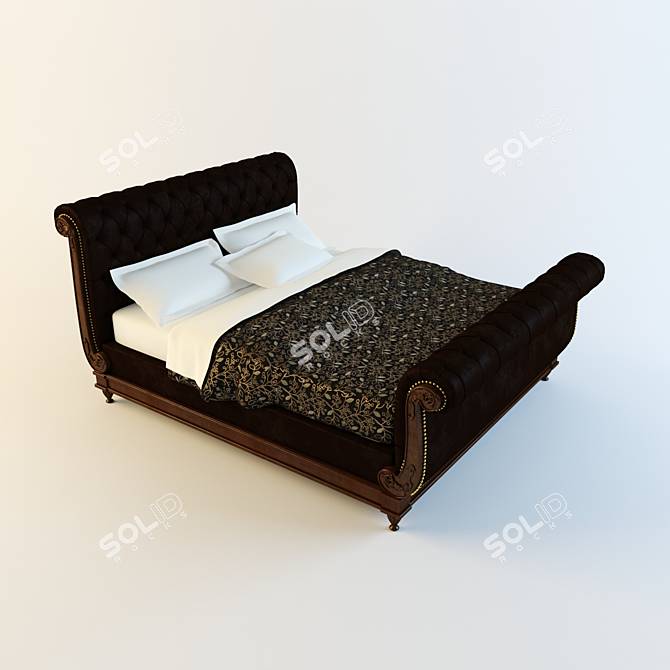 Gentleman's Leather Sleigh Bed 3D model image 1