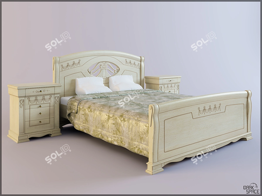 Laura Collection: Bed and Bedside Tables 3D model image 1
