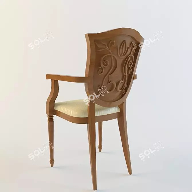 Carved Back Chair 3D model image 1