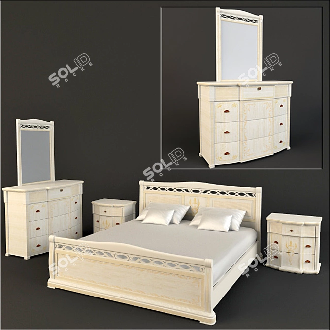 Luxury Dream Bedroom Set 3D model image 1