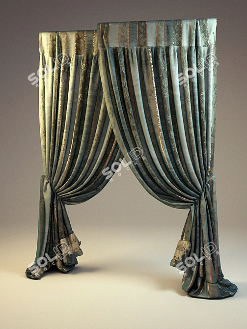 Classic Slat Curtain 3D model image 1