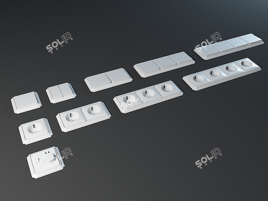 Vintage Merten Switches & Sockets 3D model image 1