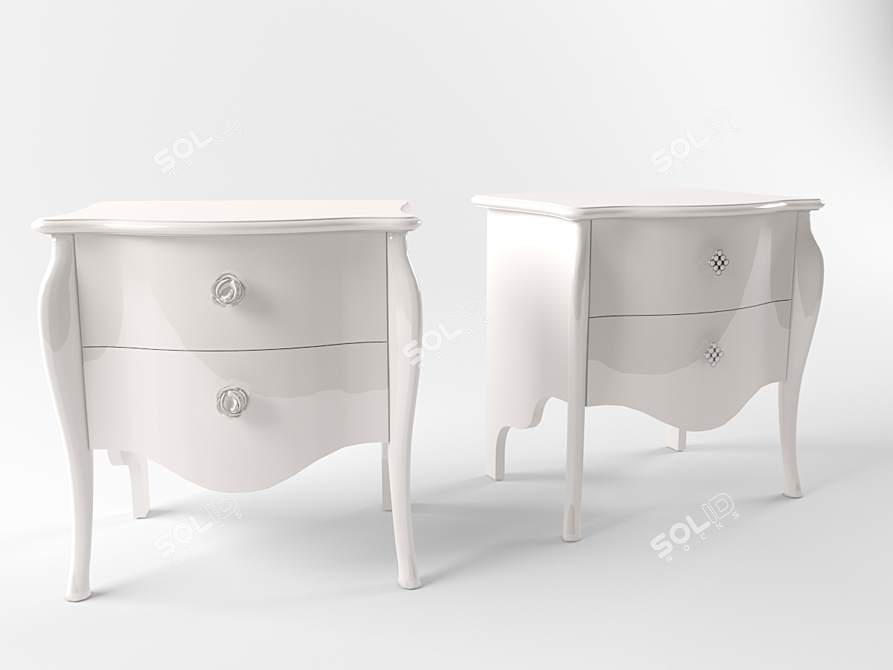 Elegant Rose Bedside Table 3D model image 1