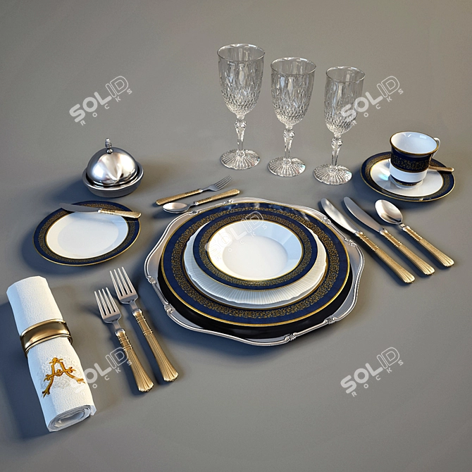 Elegant Serving Table 3D model image 1