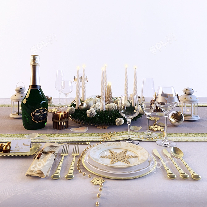 Elegant Table Setting 3D model image 1