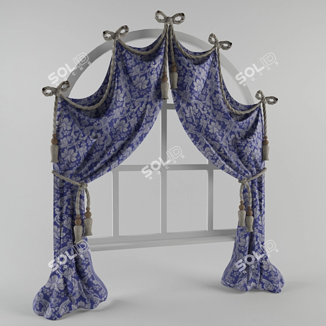 Arch Window Curtain 3D model image 1