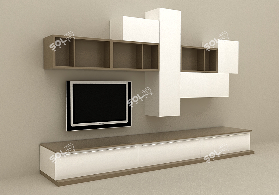 Stylish TV Stand 3D model image 1